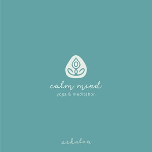 yoga logo design, premade meditation doula pregnancy pregnant mindful mindfulness hand drawn instructor studio lotus pose cross legs image 2