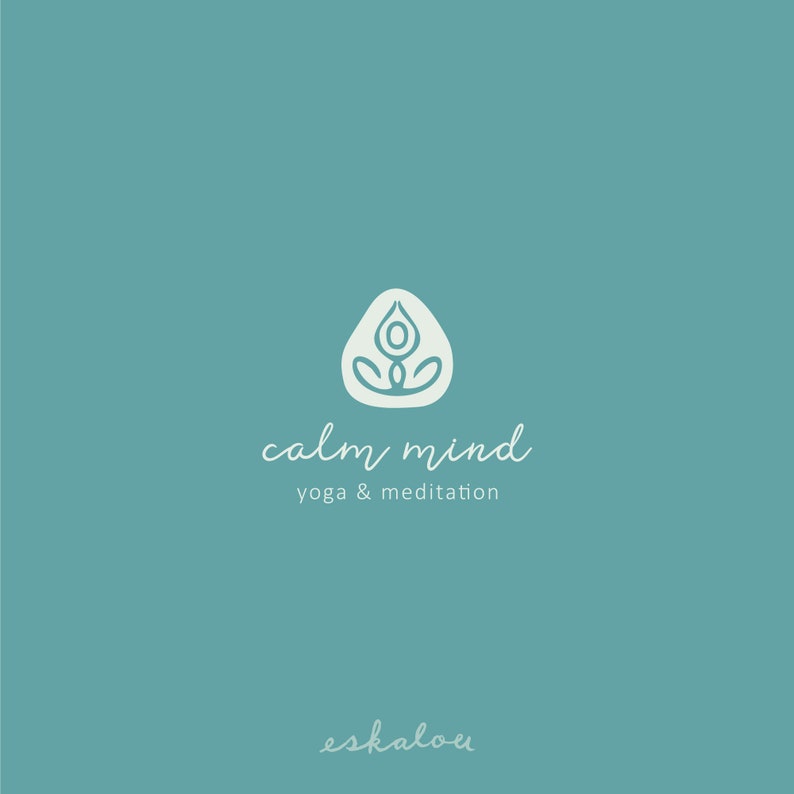 yoga logo design, premade meditation doula pregnancy pregnant mindful mindfulness hand drawn instructor studio lotus pose cross legs image 2