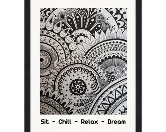 Hand-Drawn Black and White Framed Poster - Art Lover's Luxury Wall Decor