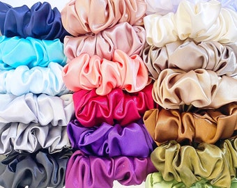 Deluxe Satin Scrunchies, 20 Colours, WIDE ELASTIC, 90s fashion, scrunchies, scrunchy, hair tie, hair scrunchy, gift ideas, bridesmaid, luxe