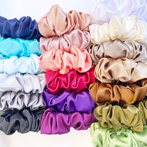 Deluxe Satin Scrunchies, 20 Colours, WIDE ELASTIC, 90s fashion, scrunchies, scrunchy, hair tie, hair scrunchy, gift ideas, bridesmaid, luxe