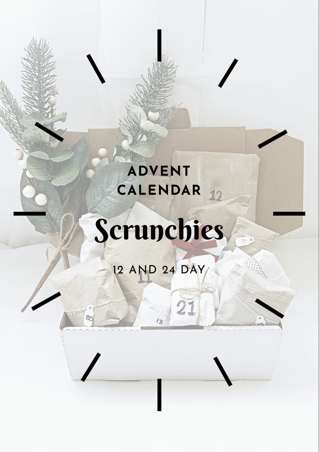 Scrunchie Hair Accessories Advent Calendar, 12 and 24 Day, Women Teens