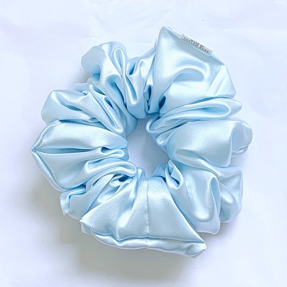 XL Baby Blue Satin Scrunchie WIDE ELASTIC, Large, Oversized  display picture 1