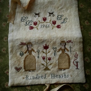 Kindred Hearts Needlekeeper ~ Cross Stitch Pattern from Scattered Seed Samplers© 2018 by Designer Tammy Black