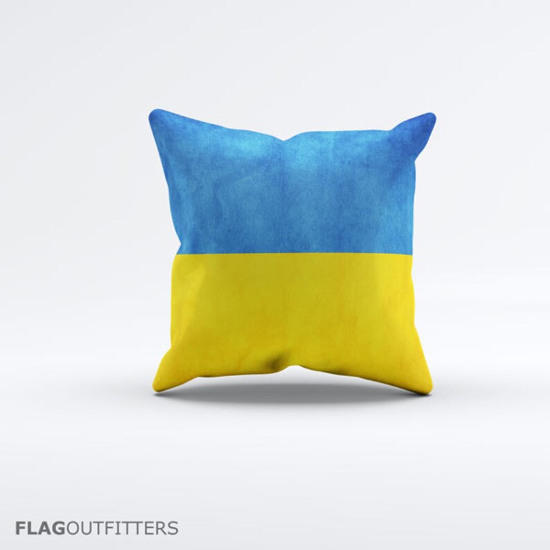 Flag Of Ukraine Throw Pillow Cover 15 X 15 Inch Decorative Etsy