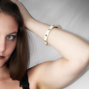 Vintage Gold Studded Bangle with Cream Enamel
