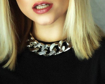 Ultra Chunky Silver Curb Chain Necklace