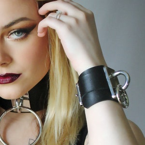 Premium Black Leather Bracelet With Silver Hardware