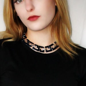 Vintage Monet Navy Blue Enamel Collar Necklace