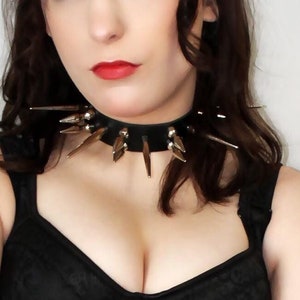 Extreme Studded Leather Choker Statement Necklace