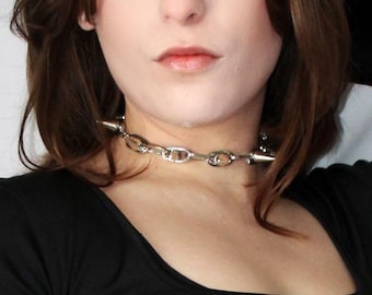 Silver Goth Bold Metal Choker with Bullet Studs