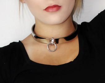 Machined Polished Stainless Steel Choker with Removable Ring
