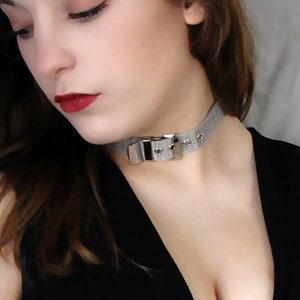 Vintage Stainless Steel Belt Style Choker Necklace