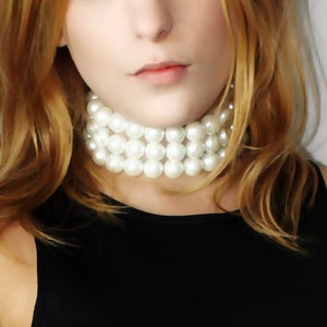 Three Strand 16mm Glass Pearl Choker