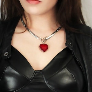 Gothic Heart Necklace with Stainless Steel Chain