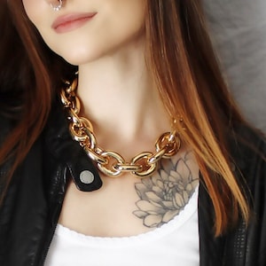 Heavy Gold Oval Link Necklace (Kenneth Jay Lane Style)