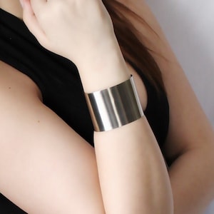 Minimalist Hand Rolled Polished Stainless Steel Cuff Bracelet