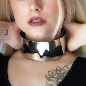 Wide Hand Rolled Stainless Steel Choker Necklace image 4