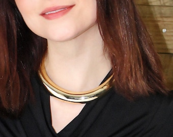 Vintage Gold Plated Hinged Collar Necklace