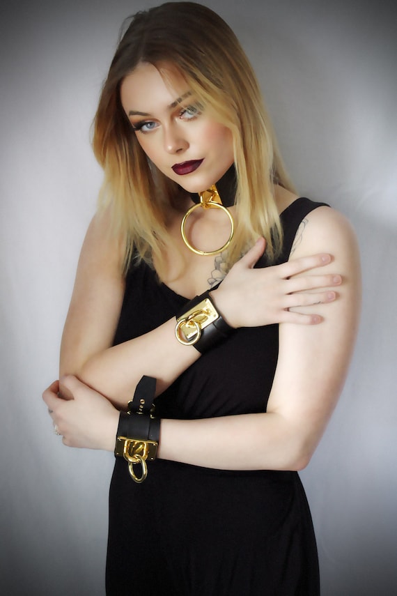 Gold with shop leather bracelet