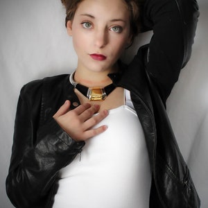 collared evening gown