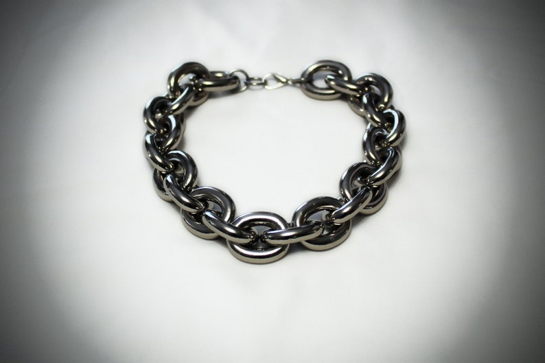 Heavy Silver Oval Link Necklace Kenneth Jay Lane Style image 6