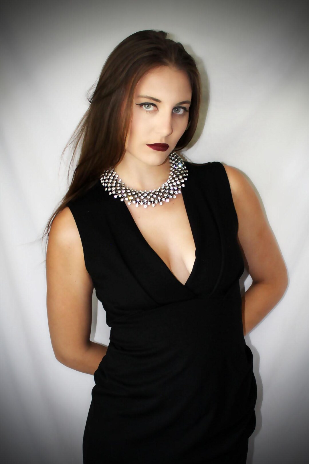 White Rhinestone With Gunmetal Setting Collar Necklace - Etsy