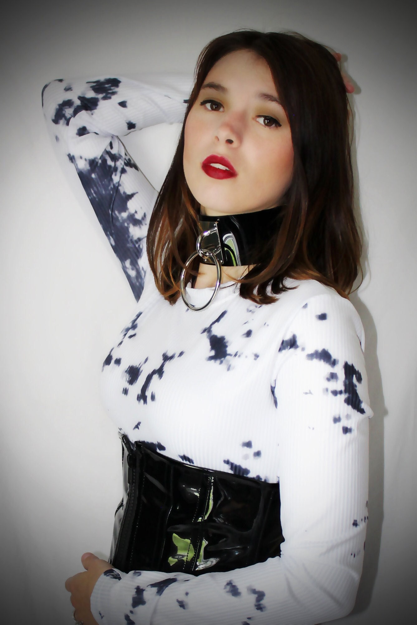 PVC Collar Statement Necklace With Large Silver O Ring