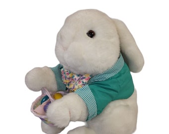 Vintage Commonwealth Bunny Rabbit Peter Cottontail Plush Easter Basket 1995 12"