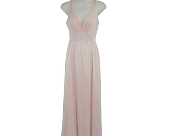VTG Olga bodysilk nachtjapon M roze kanten lange onderjurk 9288 Coquette Vrouwelijk