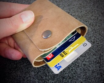 Cartera minimalista de piel / Cartera tríptico / Cartera sin costuras / Cartera para hombre