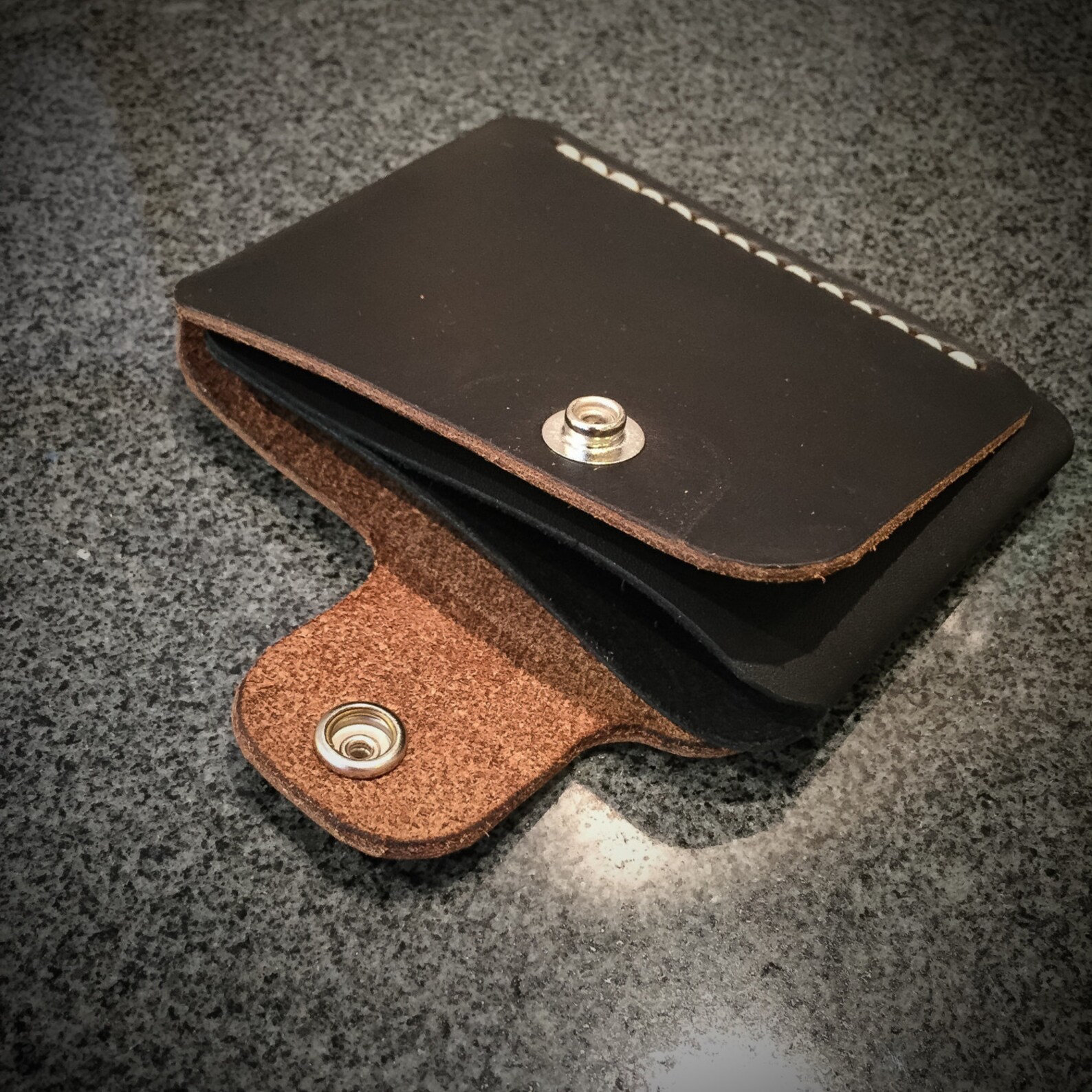 Leather Minimalist Wallet Vertical Snap Wallet Men's - Etsy