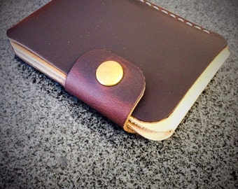 Cartera minimalista de cuero - Cartera vertical Snap - Cartera para hombres - Titular de tarjeta - Cartera para tarjeta - Cartera para mujer - HORWEEN Leather