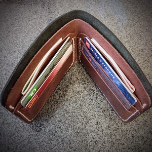 Leather Bifold Men's Wallet, Minimalist Wallet, Card Holder, Card Wallet, Men's Wallet, Women's Wallet, Black & Burgundy