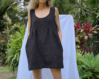 DER TANK MINI | Leinenkleid ärmellos | übergroßes Minikleid | Hergestellt in Australien | Slow Fashion | Minimalistisch | U-Ausschnitt