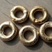 5 African S size"lost wax" brass rings, (9 x 3 mm.), gold tone, tribal ethnic jewelry, Ghana brass beads