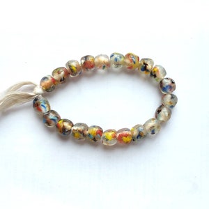 22-23 beads, African recycled glass beads, (14 mm diam.), strand 10 inches, mixed colors, Harlequin