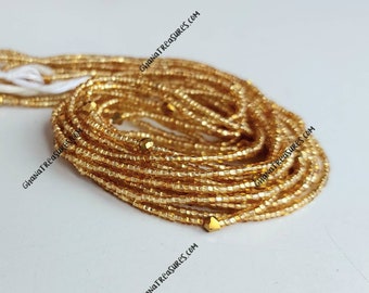 Minimalist African waist beads, tie on, strand 42/44 inches, 108/112 cm., gold seeds beads with crystals
