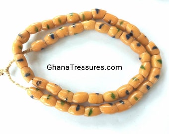 Old Ghana beads, 22 beads, 15 inches strand, powder sand cast glass beads
