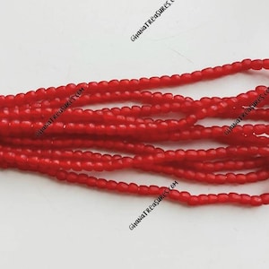 62-64 African recycled glass beads, (6-7 x 6-7 mm), 16 inches strand,  red