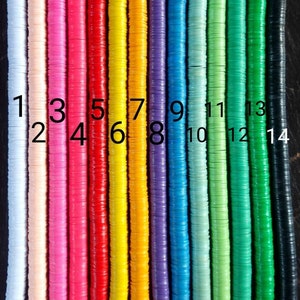 10 mm. African vulcanite vinyl heishi beads, strand 14 inches (36 cm.), 16 colors