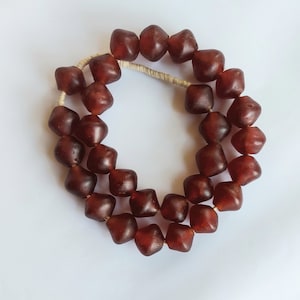 2 African recycled glass beads, (24 mm diam), 2 bi-cone beads, new color