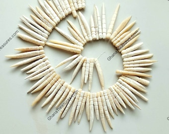 Hand Carved Natural Cow Bone Pendants, Tooth Shape Beads (40-70mm)