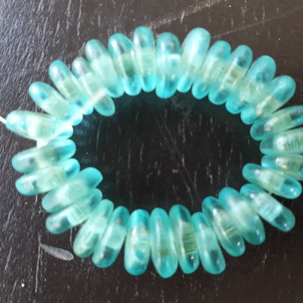 African recycled clear glass spacer beads, "otaaka", 1 strand 30 beads, turquoise