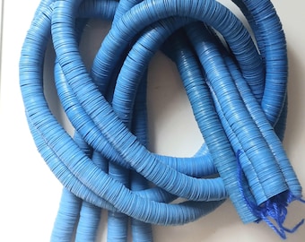 14 mm.blue  African vulcanite vinyl heishi beads, strand 80 cm. (32 inches), color #5
