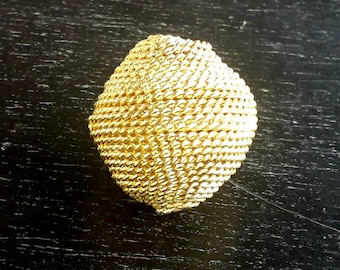 African gold plated brass bead/pendant, 34 mm.diameter