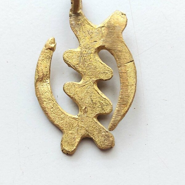 African tribal brass pendant, (57 x 35), adinkra symbol, ethnic jewelry