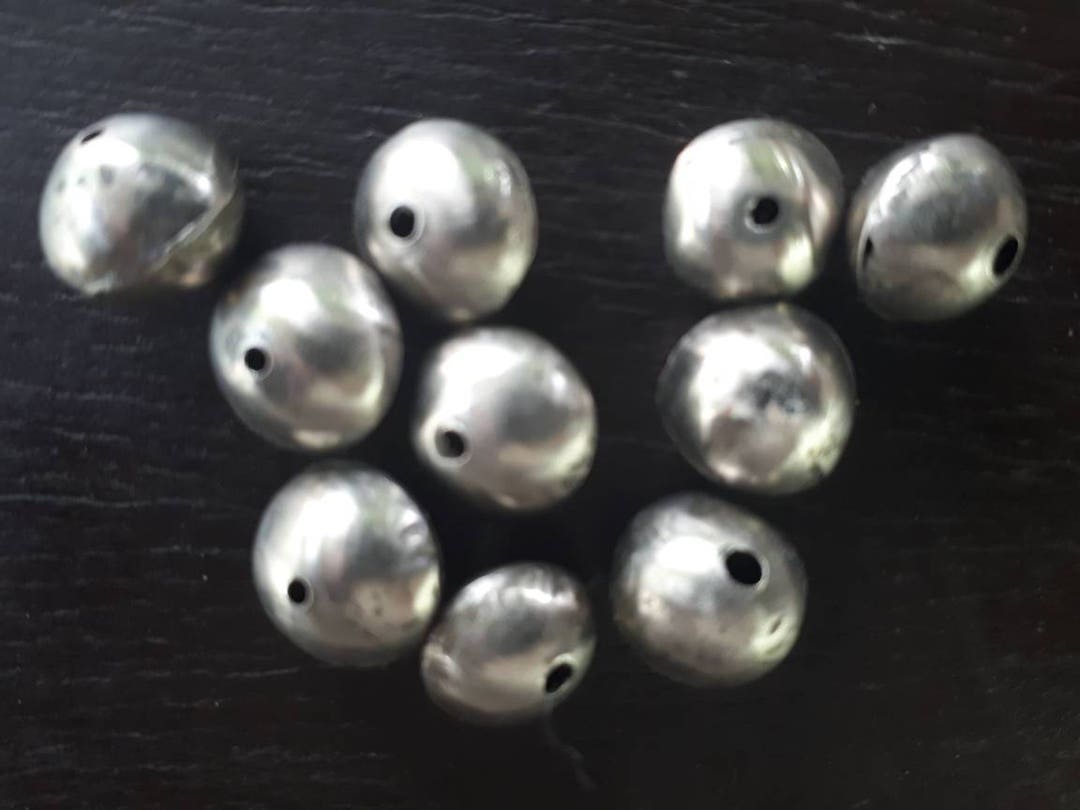 10 African Metal Saucer Beads, Silver Tone, (11-12 Mm.diam