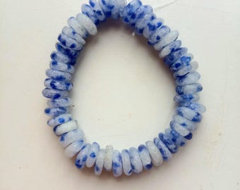 50 African recycled clear glass spacer beads, mottled frosted glass