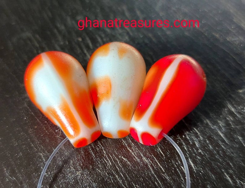 orange Fulani beads 3 Mali weeding beads antique African trade beads